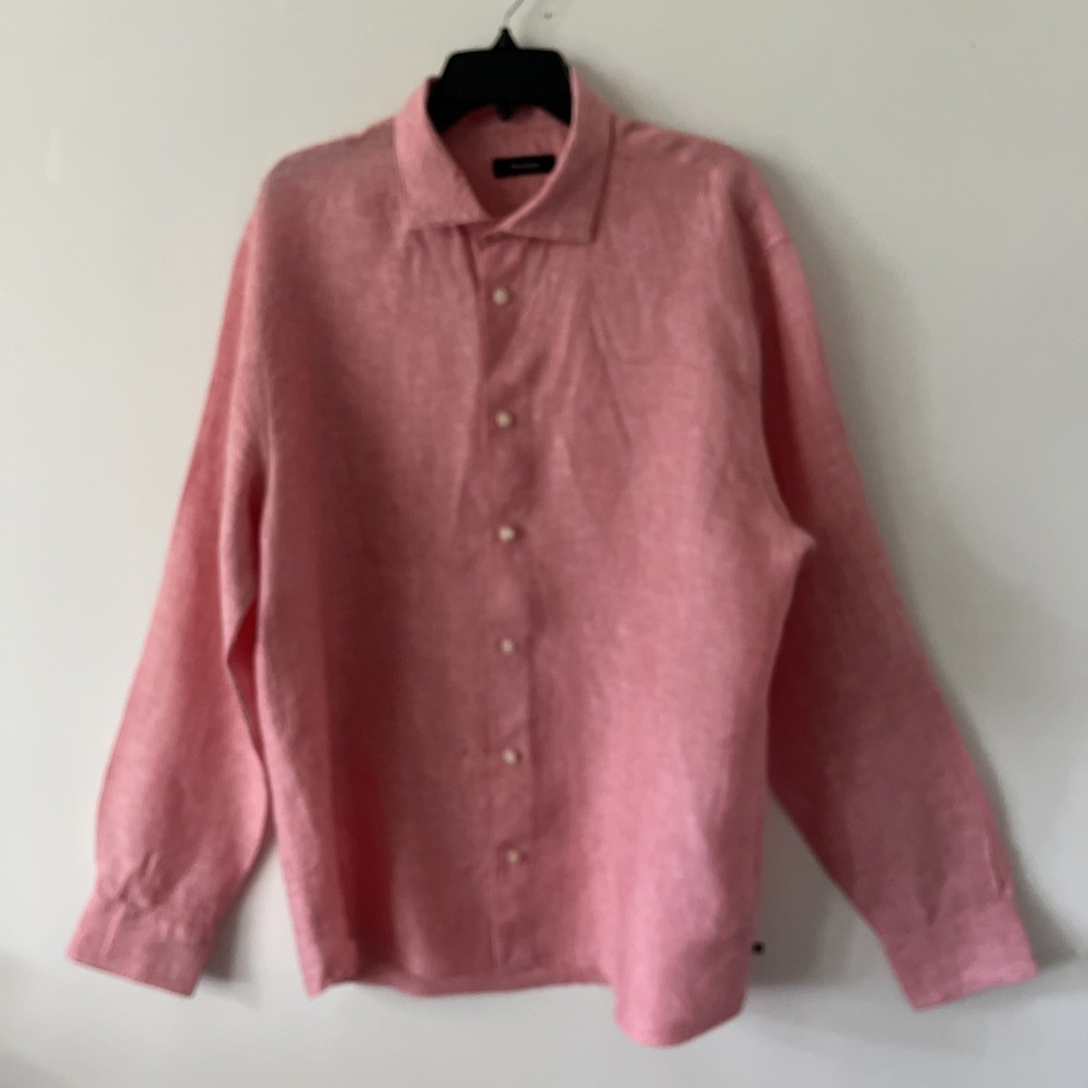 Matinique MAmarc Linen Shirt Mens  XXL (46) Pink Geranium Long Sleeve Modern